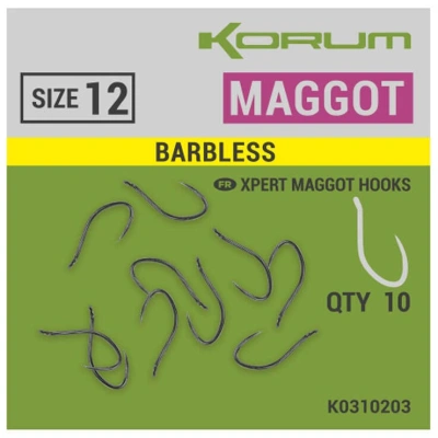Korum háčky xpert maggot barbless - #12