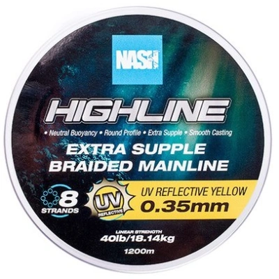 Nash splétaná šňůra highline extra supple braid uv yellow 1200 m - 0,35 mm 18,14 kg