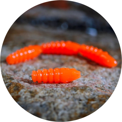 Redbass gumová nástraha trout grub 3x25mm - signal orange uv color