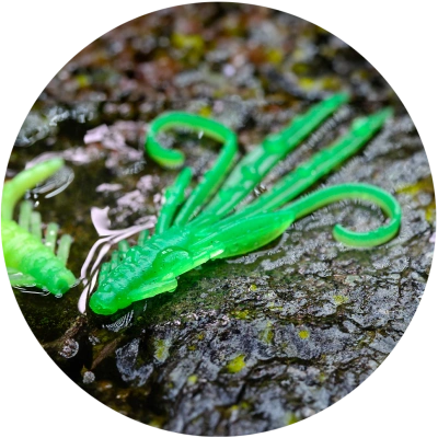 Redbass gumová nástraha nymfa fluo/green uv - l 80 mm