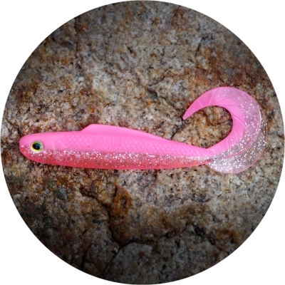 Redbass gumová nástraha twister kixter pink g uv - s 70 mm