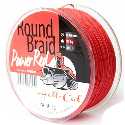 Hell-cat splétaná šňůra round braid power red 1000 m-průměr 0,60 mm / nosnost 75 kg