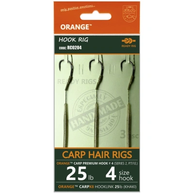Life orange návazce carp hair rigs s2 20 cm 3 ks - 4 25 lb