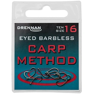 Drennan háčky bez protihrotu eyed carp method barbless - velikost 8